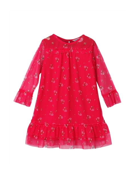 

Beebay Girls Red Printed A-Line Dress