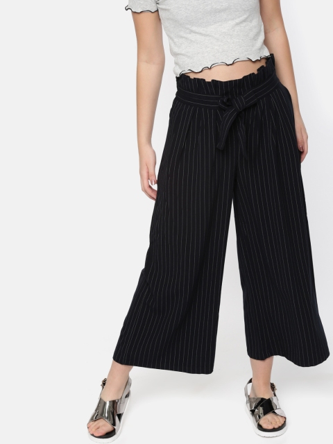 

promod Women Navy Regular Fit Striped Culottes, Navy blue