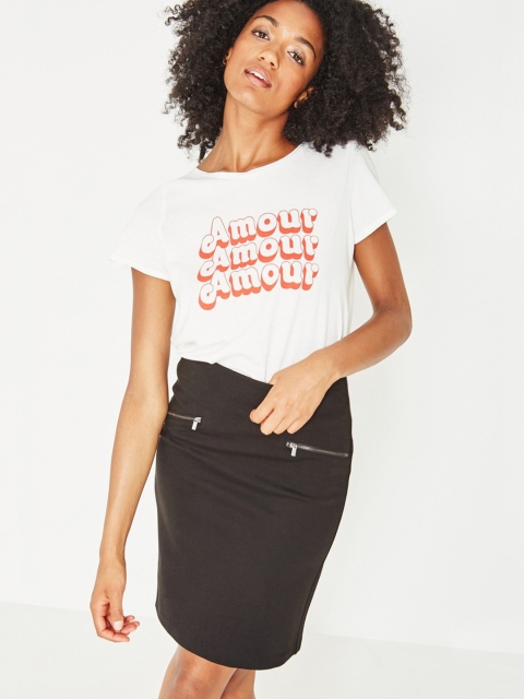 

promod Women Black Pencil Skirt