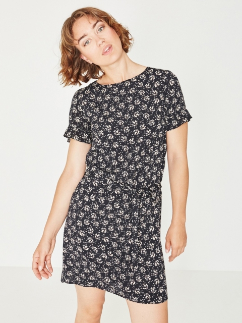 

promod Women Black Printed A-Line Dress