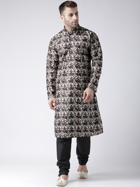 

Hangup Men Brown & Black Printed Kurta with Churidar