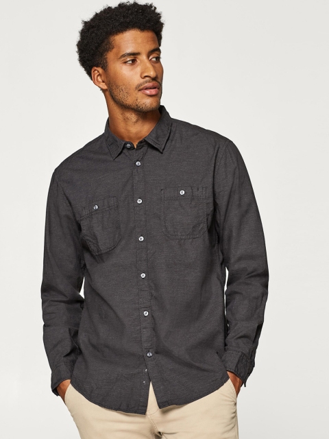 

ESPRIT Men Charcoal Grey Regular Fit Solid Casual Shirt