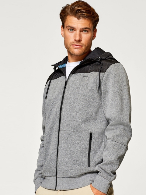 

ESPRIT Men Grey Melange Solid Hooded Sweatshirt