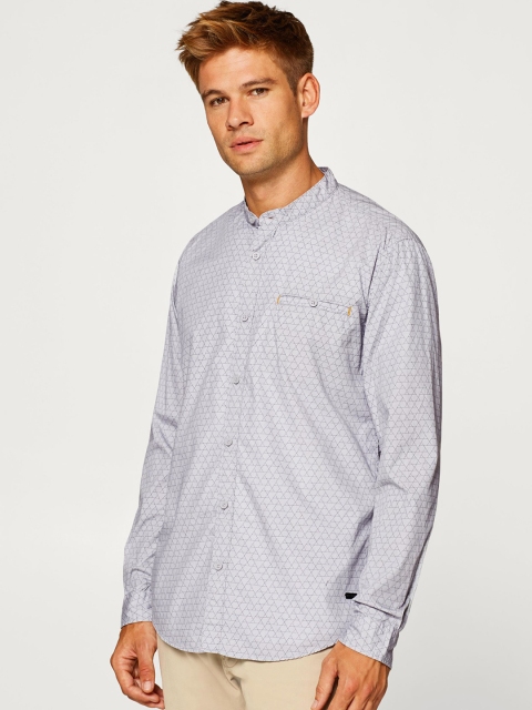 

ESPRIT Men Grey Slim Fit Printed Casual Shirt