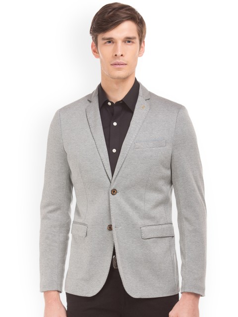 

Arrow Men Grey Slim Fit Self-Design Single Breasted Blazer