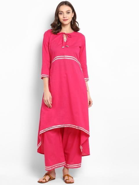 

Bhama Couture Women Pink Solid Kurta with Palazzos