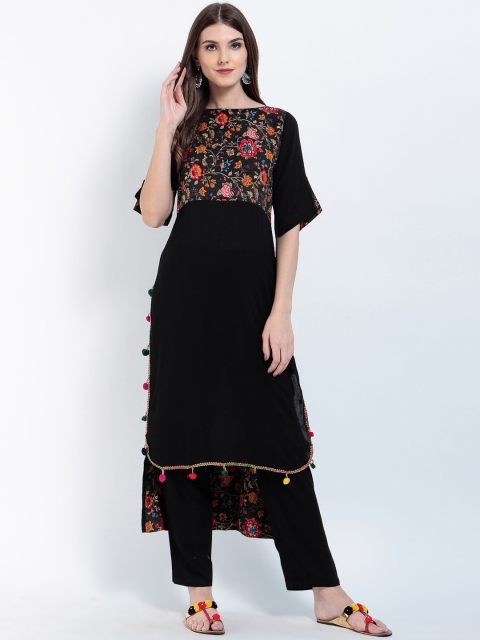

Ives Women Black Yoke Design Straight Kurta