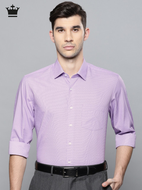 

Louis Philippe Men Purple & White Slim Fit Checked Formal Shirt