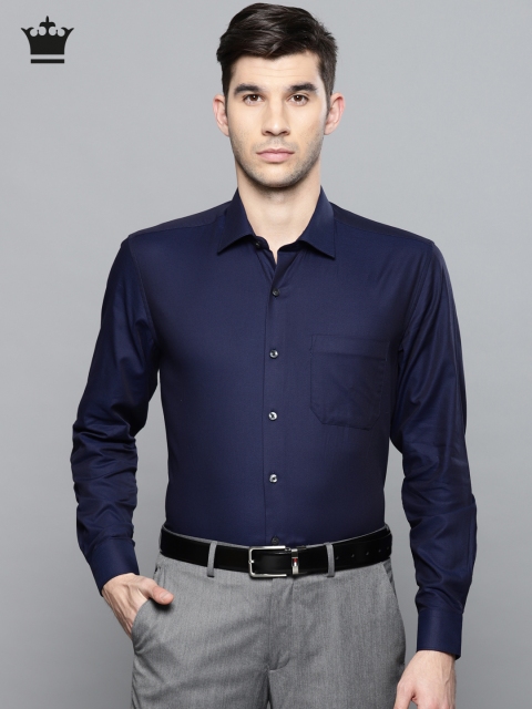 

Louis Philippe Men Navy Blue Solid Formal Shirt