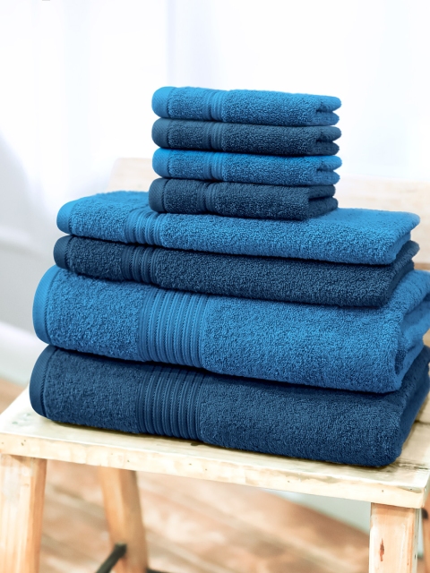 

Swiss Republic Signature Set of 8 600 GSM Cotton Bath Towel Set, Navy blue