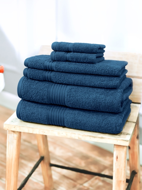 

Swiss Republic Signature Unisex Set of 6 630 GSM Cotton Bath Towel Set, Navy blue