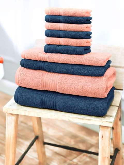 

Swiss Republic Signature Unisex 630 GSM 10 Piece 100% Cotton Bath Towel Set, Navy blue