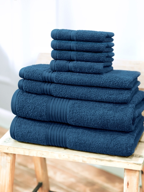 

Swiss Republic Signature Set of 8 600 GSM Cotton Bath Towel Set, Navy blue