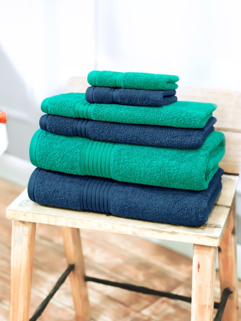 

Swiss Republic Signature Unisex Set of 6 630 GSM Cotton Bath Towel Set, Navy blue