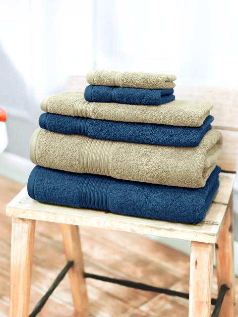 

Swiss Republic Signature Unisex Set of 6 630 GSM Cotton Bath Towel Set, Navy blue