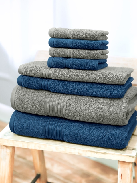 

Swiss Republic Signature Set of 8 600 GSM Cotton Bath Towel Set, Navy blue