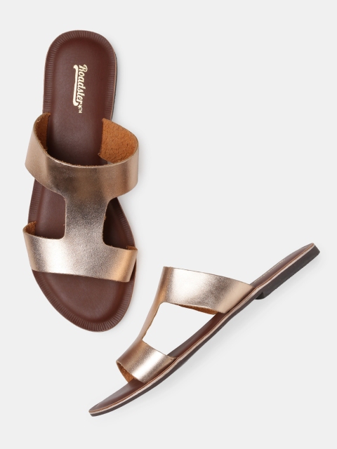 

Roadster Women Rose Gold-Toned Solid Open Toe Flats