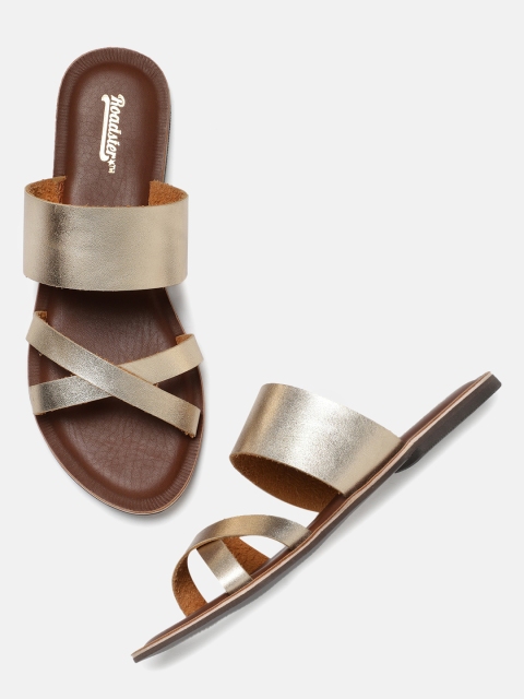 

Roadster Women Gold-Toned Solid Open Toe Flats