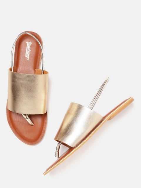 

Roadster Women Gold-Toned Solid Open Toe Flats