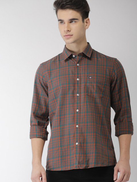 

Arrow Sport Men Brown & Green Slim Fit Checked Casual Shirt