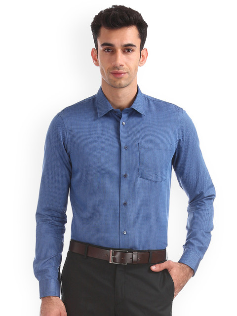 

Arrow New York Men Blue Slim Fit Self Design Casual Shirt