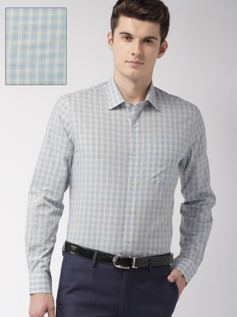 

Arrow Men Blue & Green Slim Fit Checked Formal Shirt