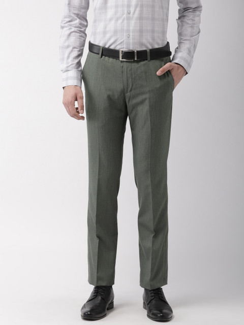 

Arrow Men Charcoal Grey Slim Fit Solid Formal Trousers