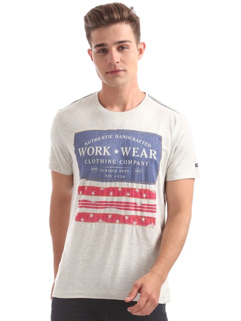 

Arrow Sport Men White Printed Round Neck T-shirt
