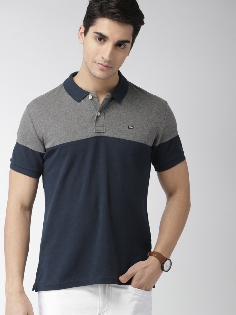 

Arrow Sport Men Navy Blue Colourblocked Polo Collar T-shirt