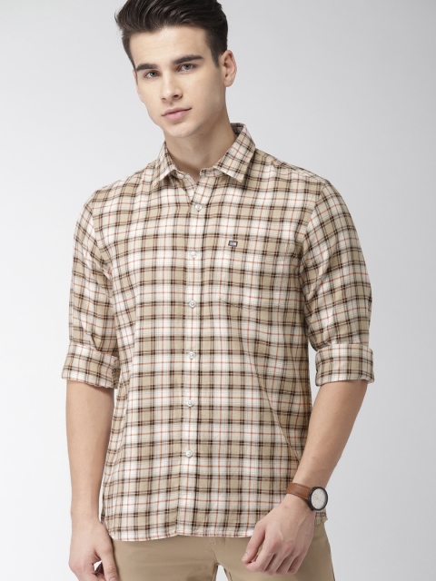 

Arrow Sport Men Beige & Brown Slim Fit Checked Casual Shirt