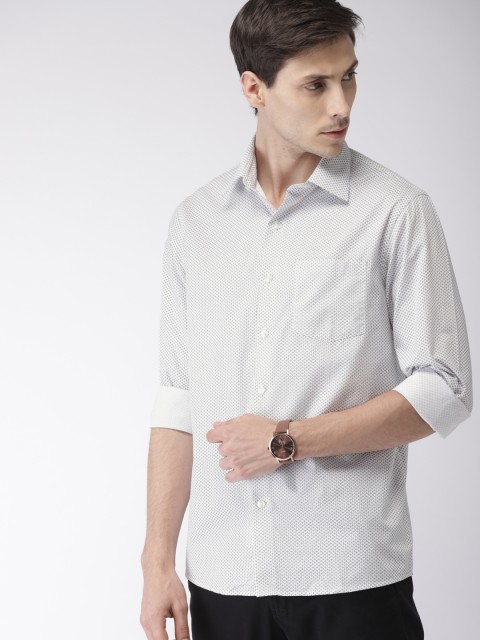 

Arrow Men White & Blue Slim Fit Printed Casual Shirt