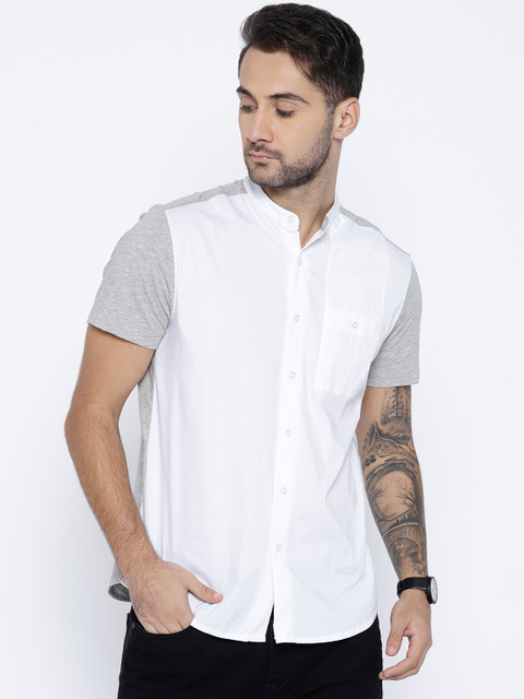 

Arrow Men White & Grey Melange Solid Regular Fit Casual Shirt