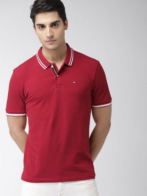 

Arrow Sport Men Red Solid Polo Collar T-shirt