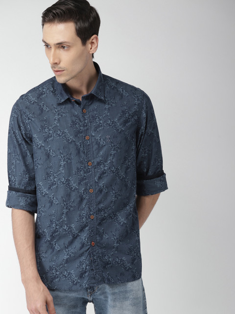 

Arrow Sport Men Blue Slim Fit Self Design Casual Shirt