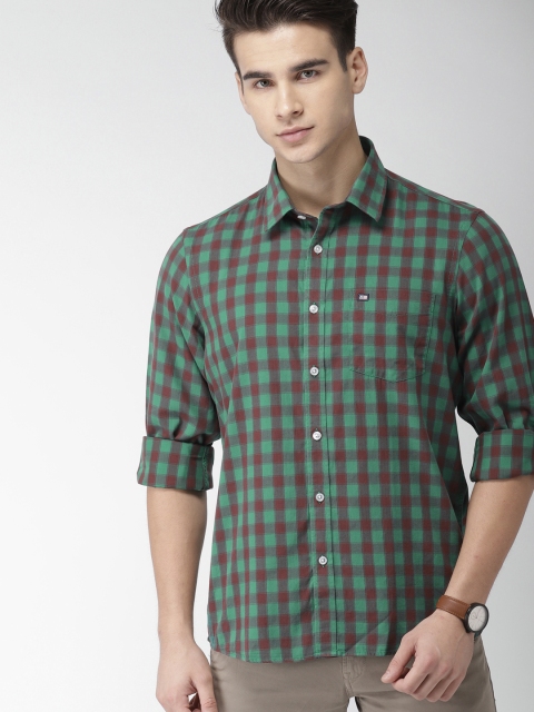 

Arrow Sport Men Green & Maroon Slim Fit Checked Casual Shirt