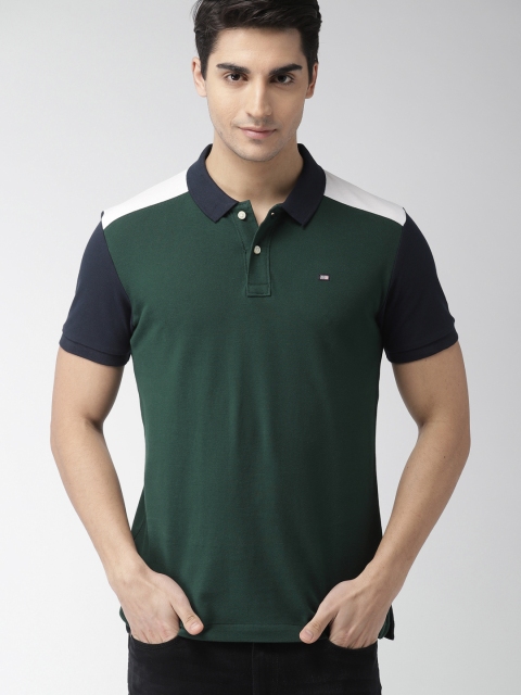 

Arrow Sport Men Green Solid Polo Collar T-shirt