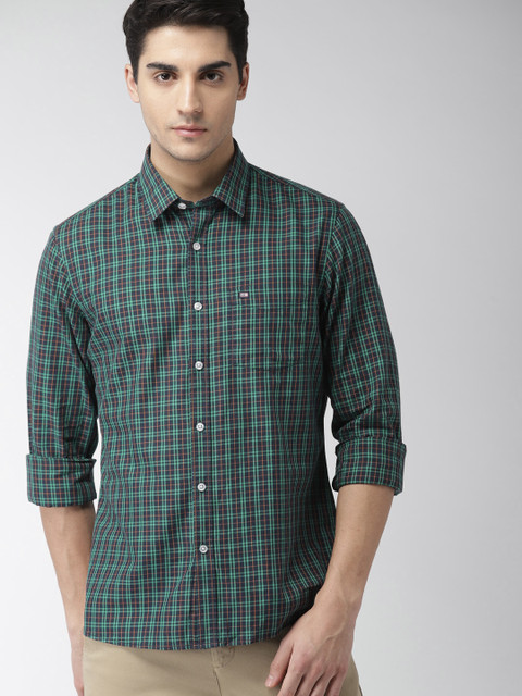 

Arrow Sport Men Green & Navy Blue Slim Fit Checked Casual Shirt