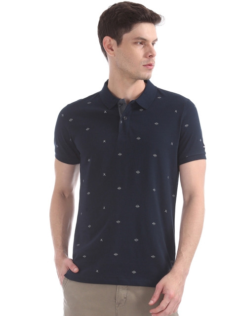 

Arrow Sport Men Navy Blue Printed Polo Collar T-shirt