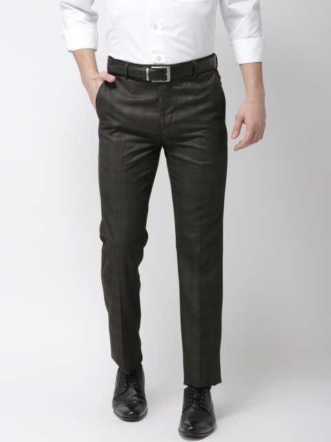 

Arrow Men Grey Tapered Fit Checked Formal Trousers