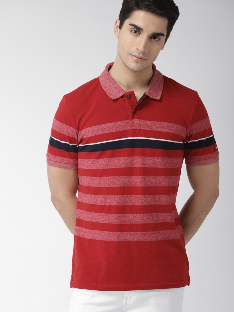 

Arrow Sport Men Red Striped Polo Collar T-shirt