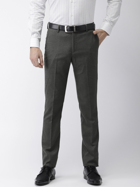 

Arrow Men Charcoal Grey Slim Fit Solid Formal Trousers
