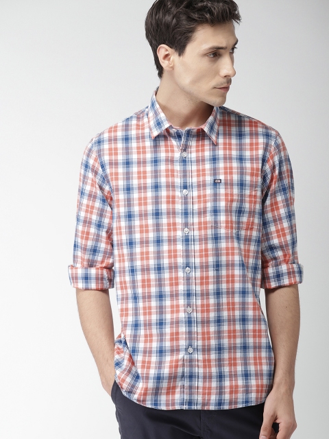 

Arrow Sport Men Orange & Blue Slim Fit Checked Casual Shirt