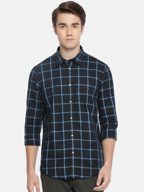 

Arrow New York Men Black & Blue Slim Fit Checked Casual Shirt