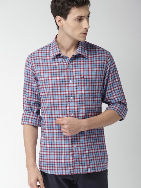 

Arrow Sport Men Blue & Rust Slim Fit Checked Casual Shirt