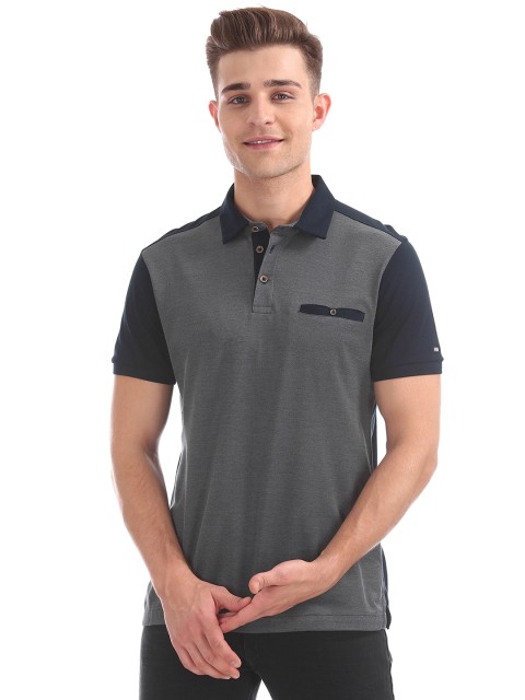 

Arrow Sport Men Grey Solid Polo Collar Pure Cotton T-shirt