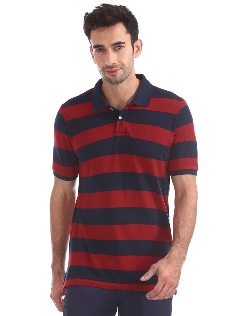 

Arrow Sport Men Red Striped Polo Collar Pure Cotton T-shirt