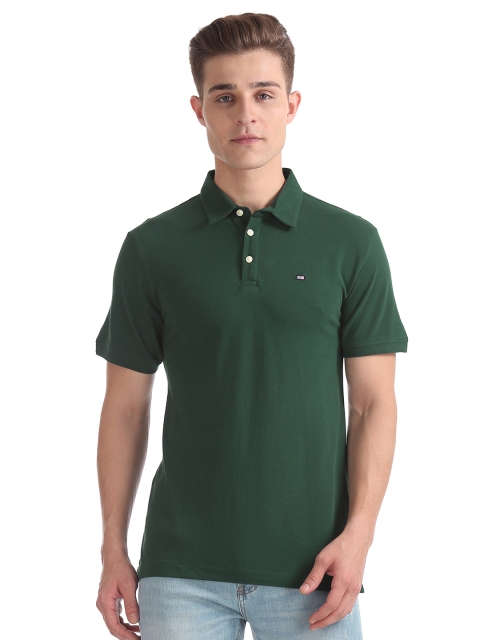 

Arrow Sport Men Olive Green Solid Polo Collar T-shirt