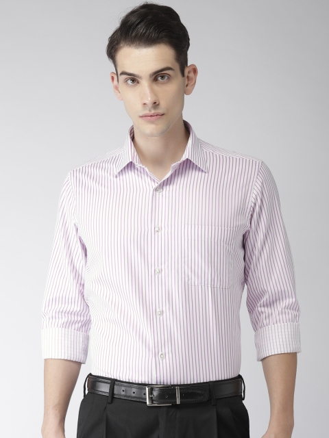 

Arrow Men White & Purple Regular Fit Striped Formal Shirt