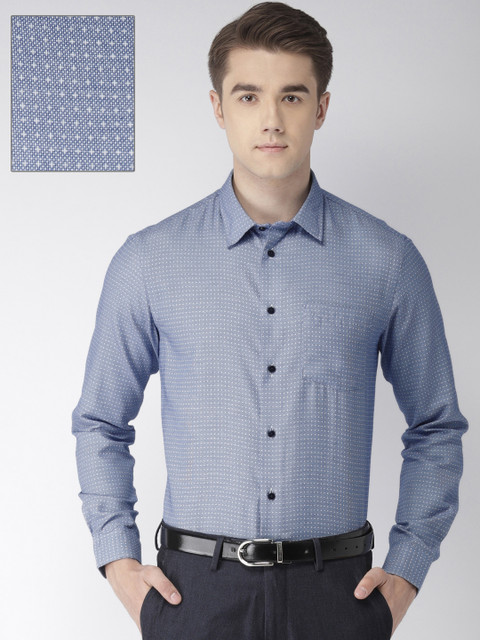 

Arrow New York Men Blue & White Slim Fit Self-Design Formal Shirt