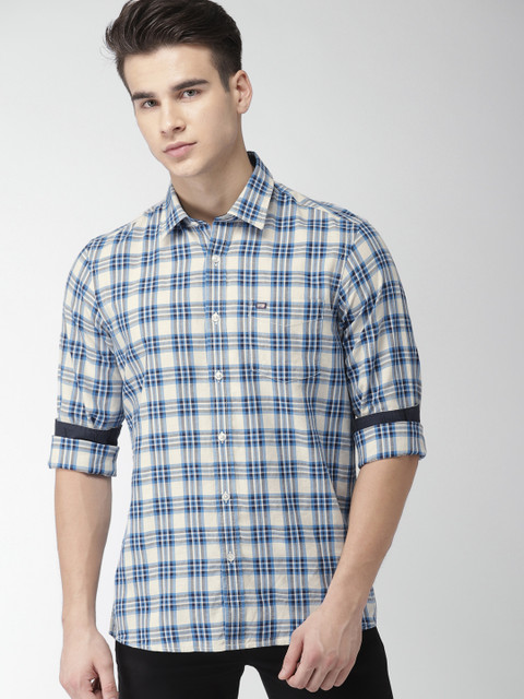 

Arrow Sport Men Blue & Off-White Slim Fit Checked Casual Shirt